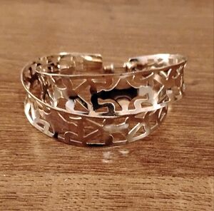 Silver Tone Cutout Wide Hoop Earrings Stainless Steel Chunky Statement Openwork